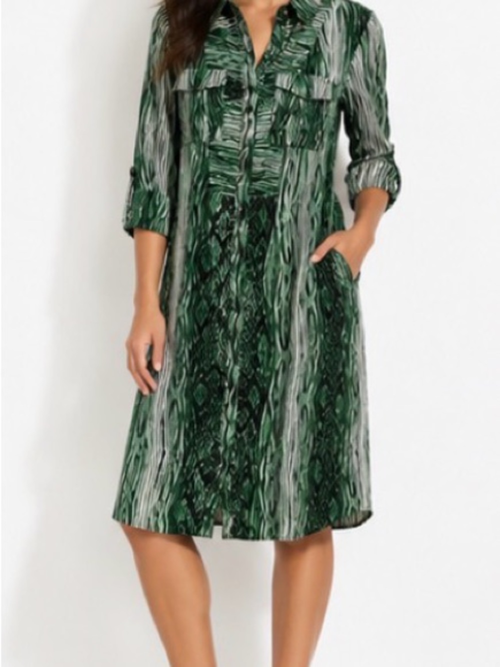 Derek Lam DesigNation Woodgrain Parrot Cotton Shirt Dress M NWOT